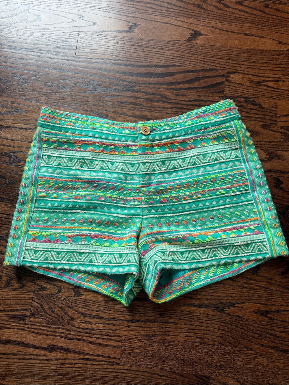 Anthropologie Elevenses Costa Aztec Green Shorts Size 8 EUC